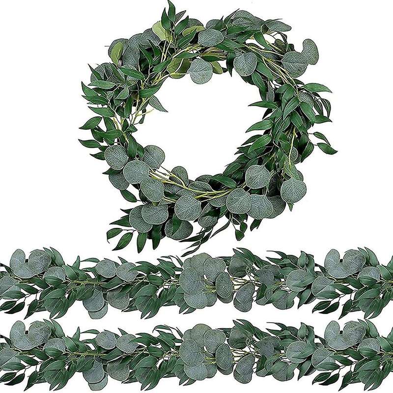3 Pack 6.5 Feet Artificial Eucalyptus Garland for Wedding Party Home