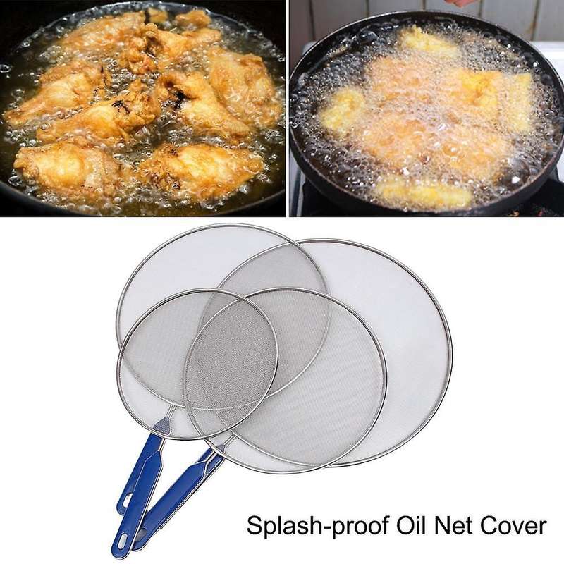 4x Stainless Steel Splash Screen with Abs Handle Oil Net Cover Tool