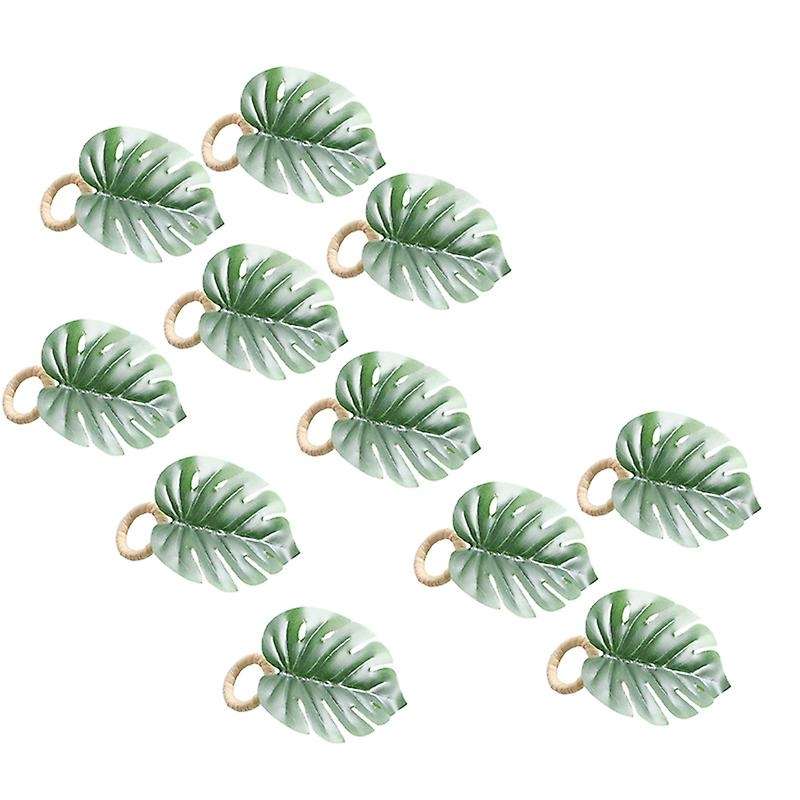 Monstera Napkin Rings Set Of 10, Faux Palm Tree, for Table Setting
