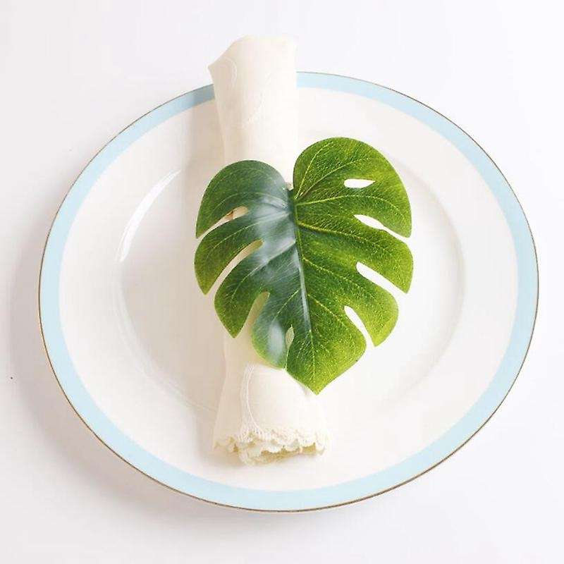 Monstera Napkin Rings Set Of 10, Faux Palm Tree, for Table Setting