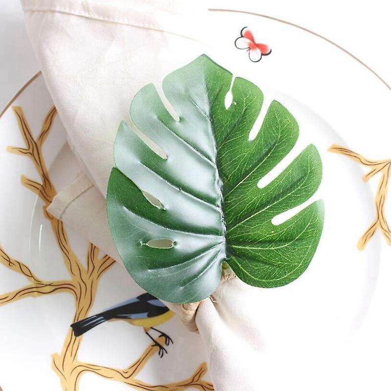 Monstera Napkin Rings Set Of 10, Faux Palm Tree, for Table Setting