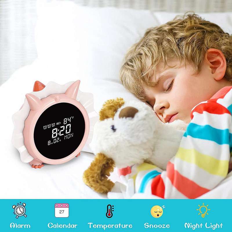 Kids Digital Alarm Clock for Bedroom,dinosaur Alarm Clock Pink