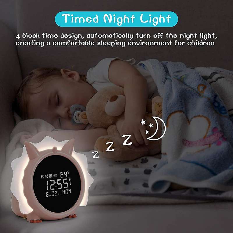 Kids Digital Alarm Clock for Bedroom,dinosaur Alarm Clock Pink