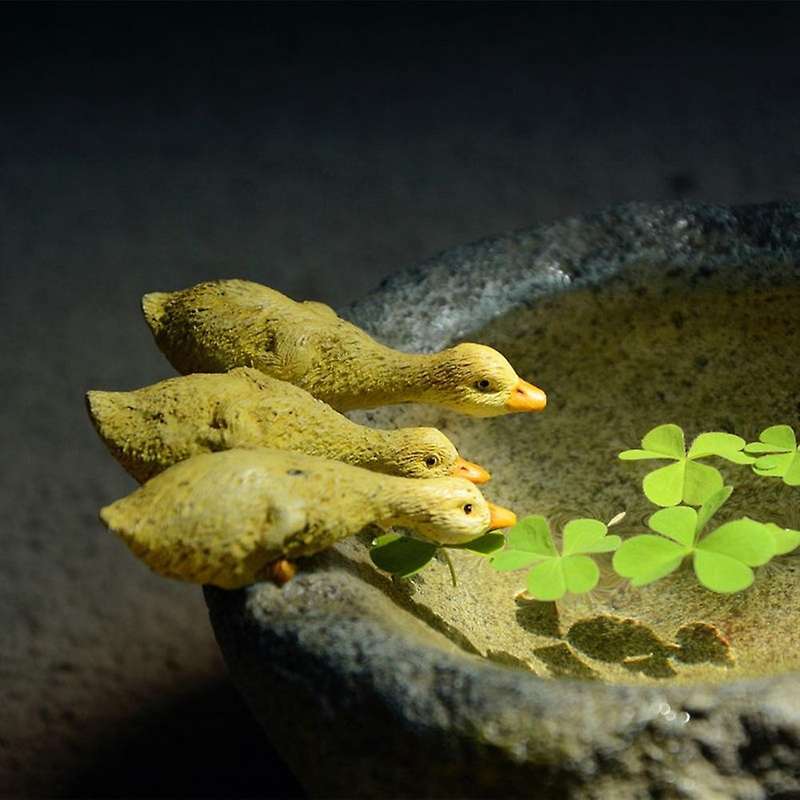Flowerpot Bonsai Imitation Stone Mortar Duck Ornaments for Outdoor