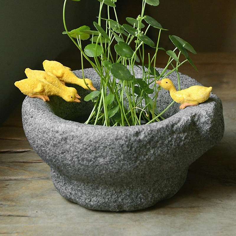 Flowerpot Bonsai Imitation Stone Mortar Duck Ornaments for Outdoor