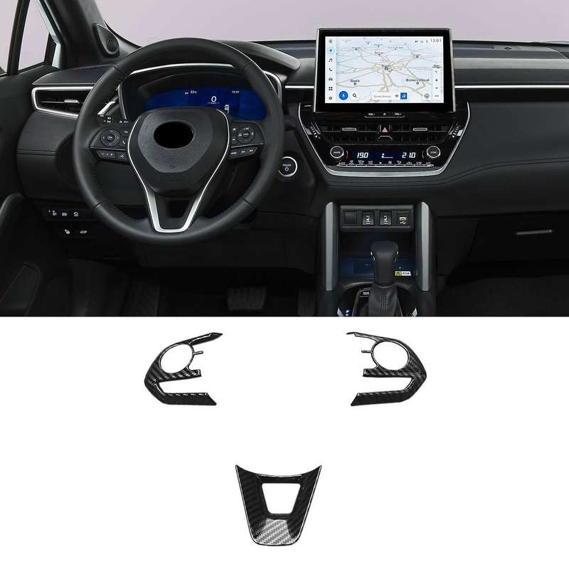 For Corolla Cross 2020-2022 Steering Wheel Button Cover Carbon Fiber