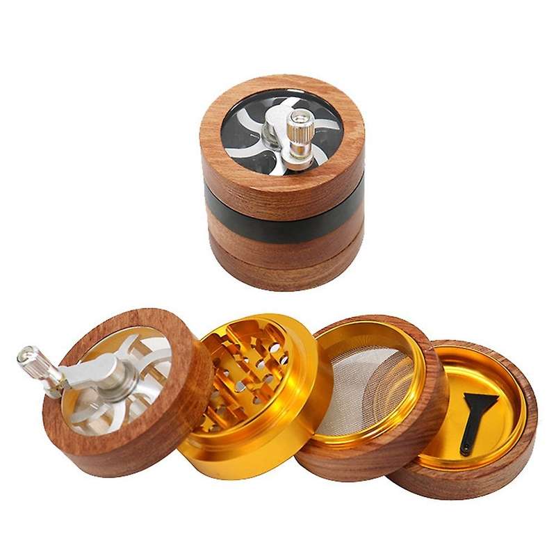 Wooden Grinder with Handle,2.5inch Hand Cranked Spice Grinder, Black
