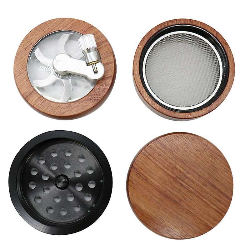Wooden Grinder with Handle,2.5inch Hand Cranked Spice Grinder, Black
