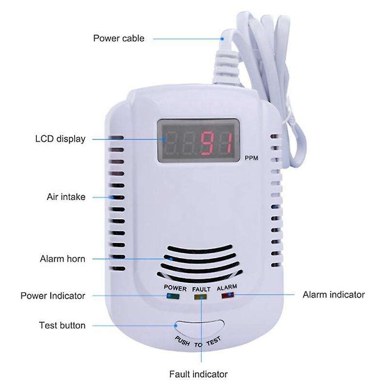 Home Standalone Combustible Gas Detector Voice Alarm Sensor Eu Plug