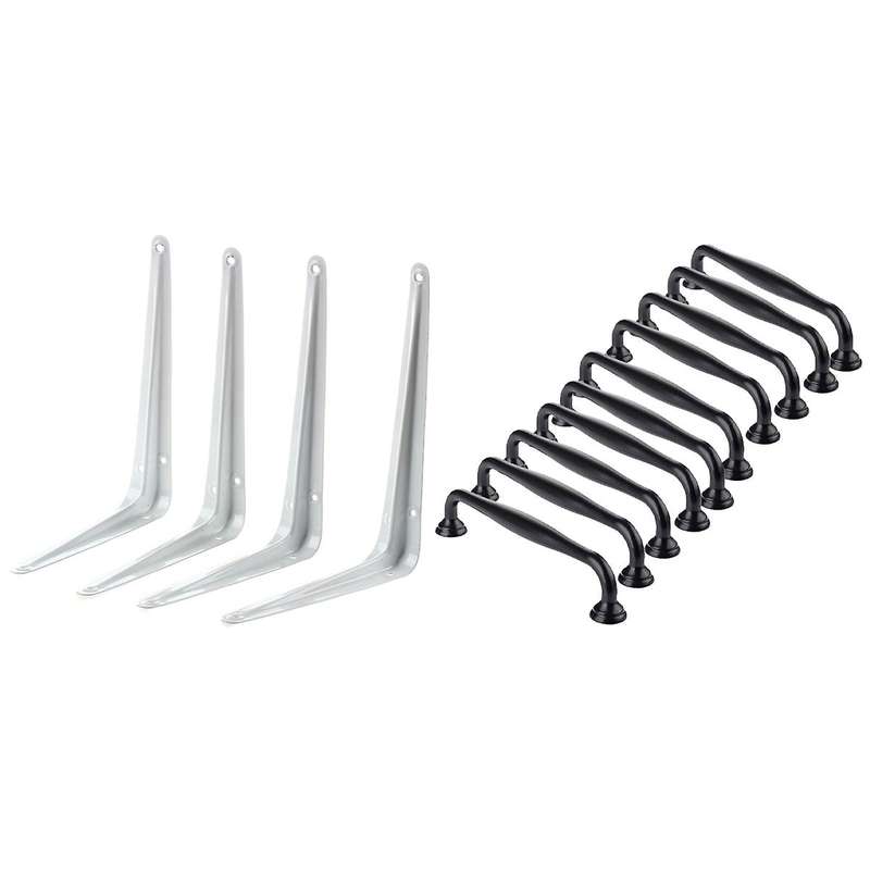 4pcs Wall Furniture Shelf Brackets Braces Iron White 15x20cm