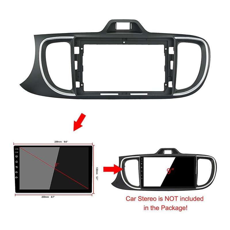 9 Inch 2 Din Car Stereo Radio Fascia for Kia Pegas Soluto 2018-2019