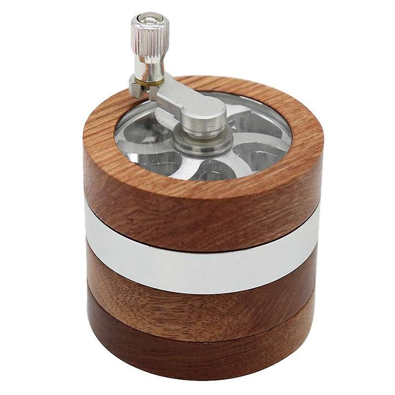 Wooden Grinder with Handle,2.5inch Hand Cranked Spice Grinder, Silver