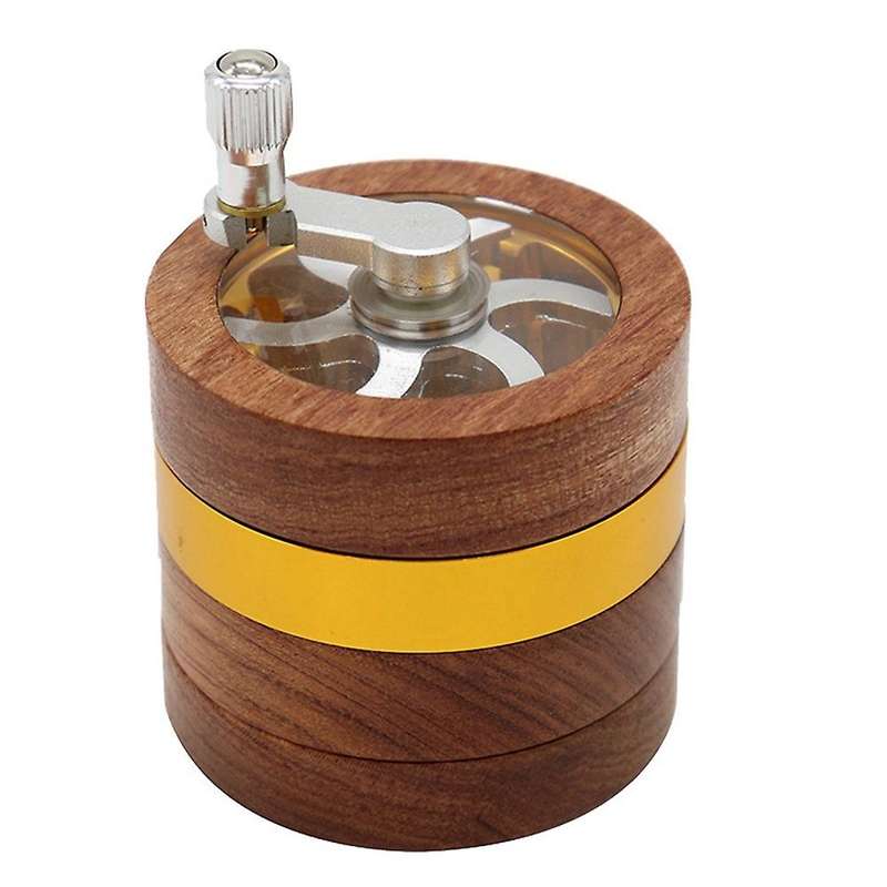 Wooden Grinder with Handle,2.5inch Hand Cranked Spice Grinder, Gold