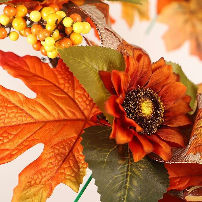 Sunflower Artificial Wreath with Pumpkins for Front Door Decoration