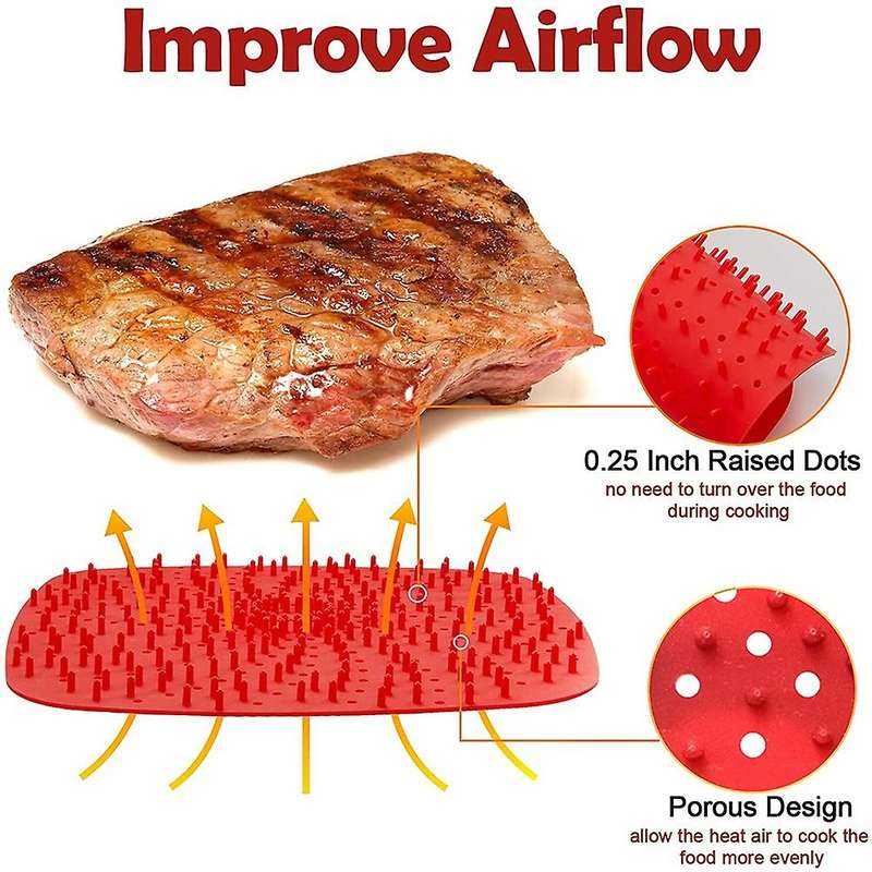 Upgrade Reusable Air Fryer Liners, Non-stick Silicone Air Fryer Mats