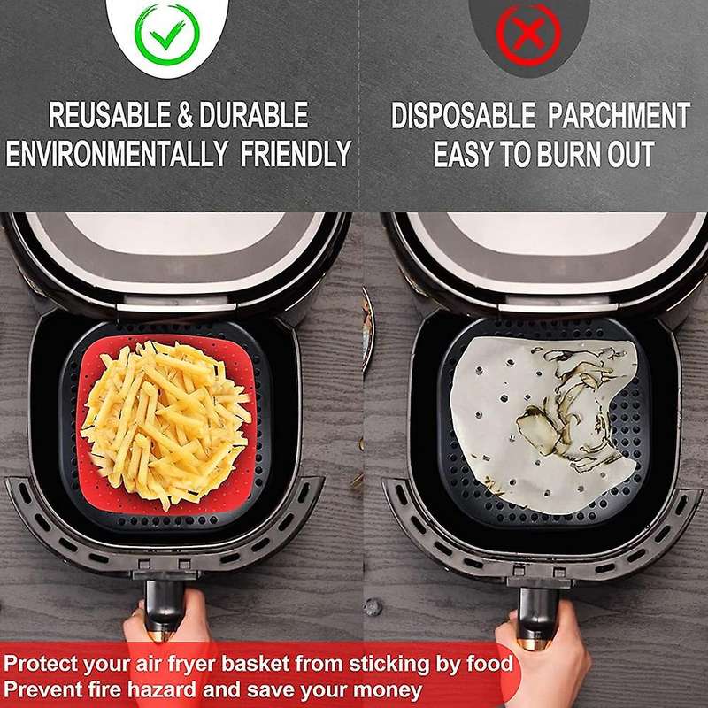 Upgrade Reusable Air Fryer Liners, Non-stick Silicone Air Fryer Mats