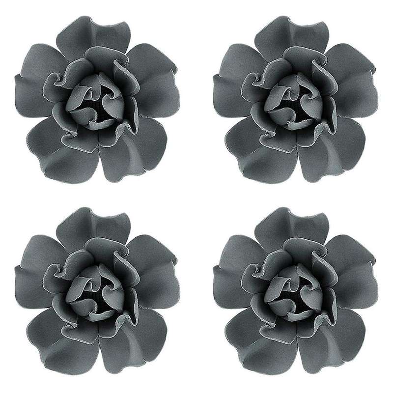 4 Pcs Ceramic Flowers Wall Decor 3d Peony Decoration Wall Sculptures