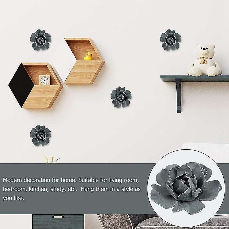 4 Pcs Ceramic Flowers Wall Decor 3d Peony Decoration Wall Sculptures