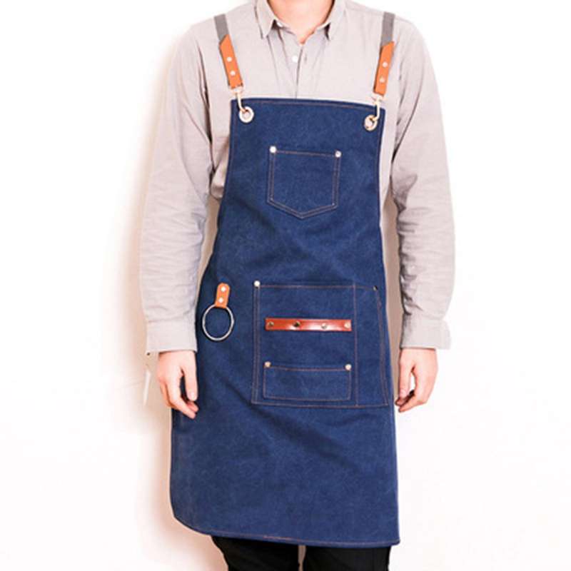Canvas Bib Leather Chef Kitchen Apron Women's Men's Apron(as Shown)
