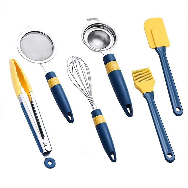 Baking Tool Set Egg Beater Silicone Spatula Oil Brush Food Tongs