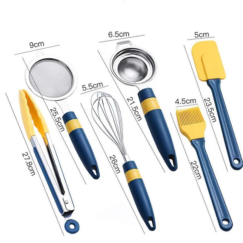 Baking Tool Set Egg Beater Silicone Spatula Oil Brush Food Tongs