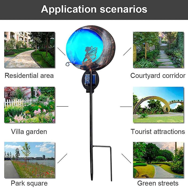 Solar Pathway Lights Wrought Iron Led Moon Angel Lighting Garden