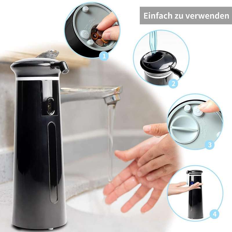 Automatic Soap Dispenser 350ml,for Bathroom Hotel Kitchen Black