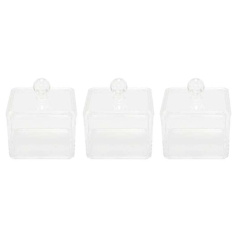 3x Cottonswab Storage Dispenser Clear,makeup Storage Box with Lid