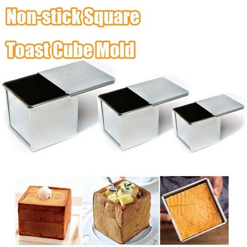 Aluminum Alloy Toast Box Loaf Pan Baking Mold with Lid 12x12x12cm