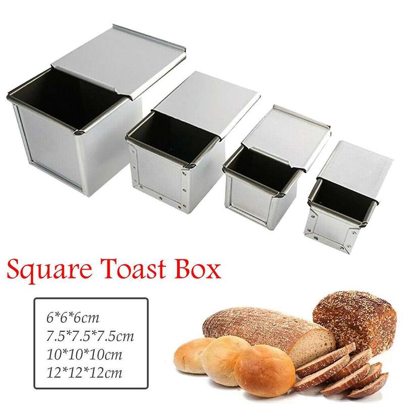 Aluminum Alloy Toast Box Loaf Pan Baking Mold with Lid 12x12x12cm