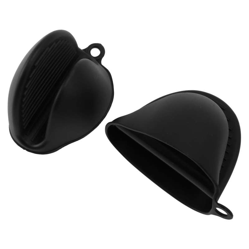 Silicone Oven Mitts and Pot Holders Set, 2 Hot Pads (black)