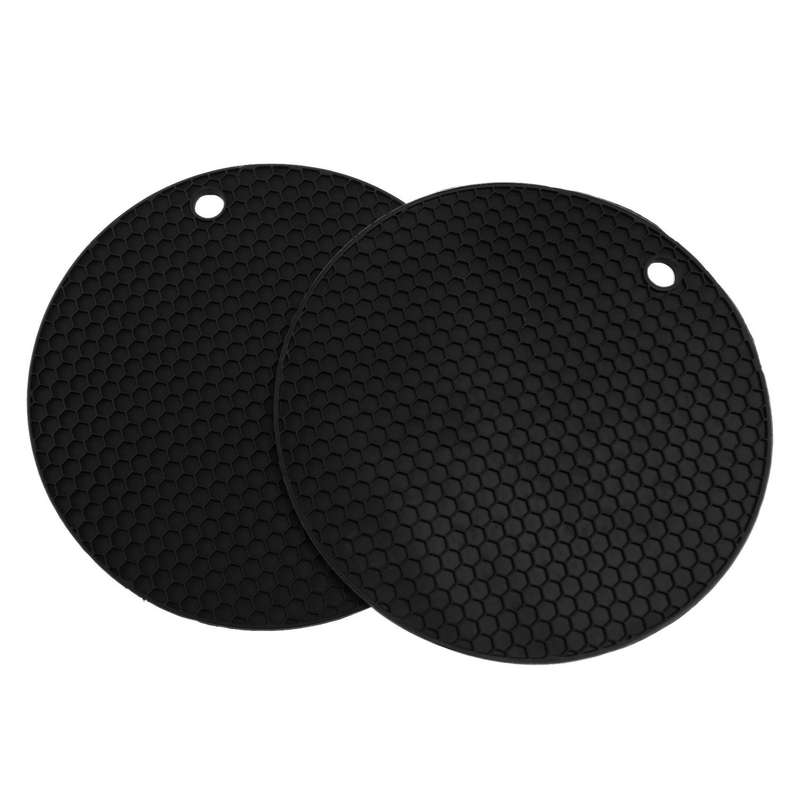 Silicone Oven Mitts and Pot Holders Set, 2 Hot Pads (black)
