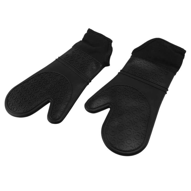 Silicone Oven Mitts and Pot Holders Set, 2 Hot Pads (black)