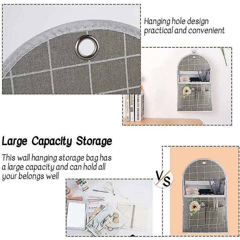 3pcs Wall Storage Bags, Door Closet Hanging Storage Bags, Cotton