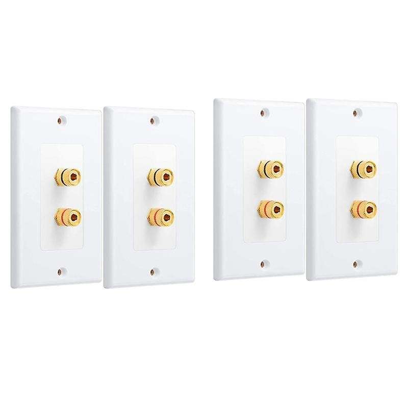 2 Pack Single Gang 1.0 Speaker Wire Wall Plate for 1.0 Speaker, White