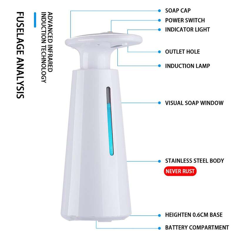 Automatic Soap Dispenser Hand Free Touchless Bathroom Dispenser White