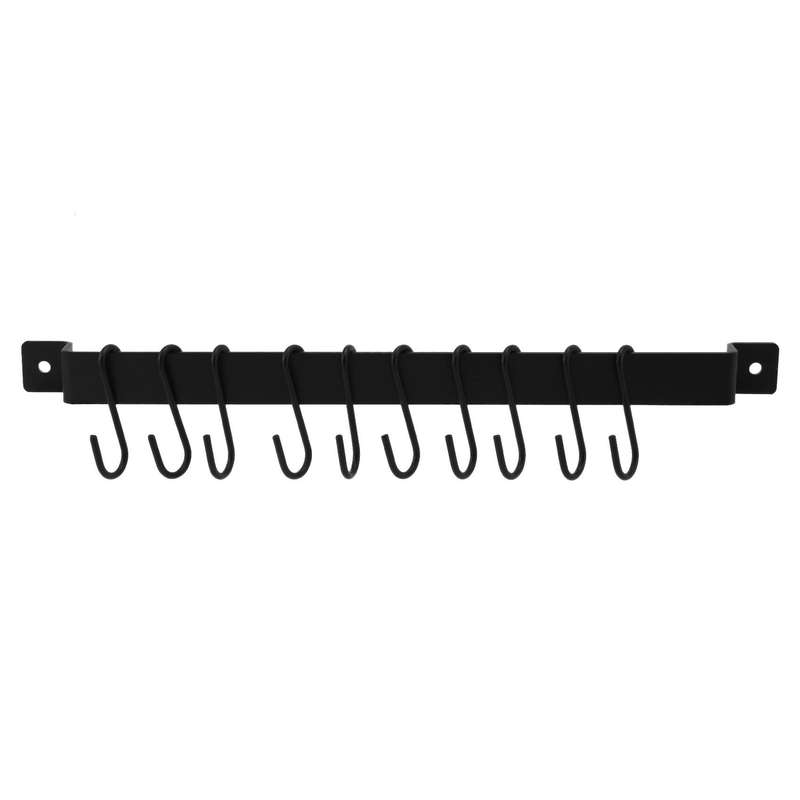 Wall Mount Pot Rack,435mm Organiser,lid Holder,with 10x S Hooks,black
