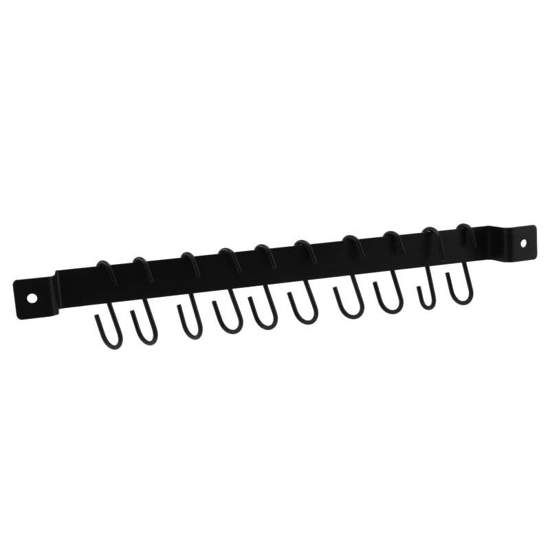 Wall Mount Pot Rack,435mm Organiser,lid Holder,with 10x S Hooks,black