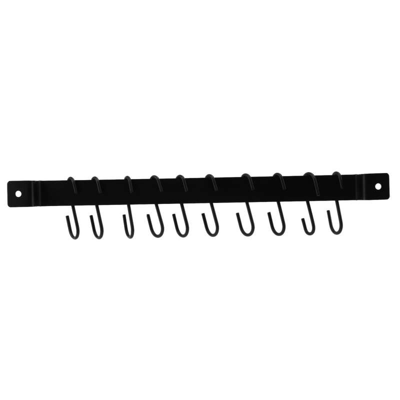 Wall Mount Pot Rack,435mm Organiser,lid Holder,with 10x S Hooks,black