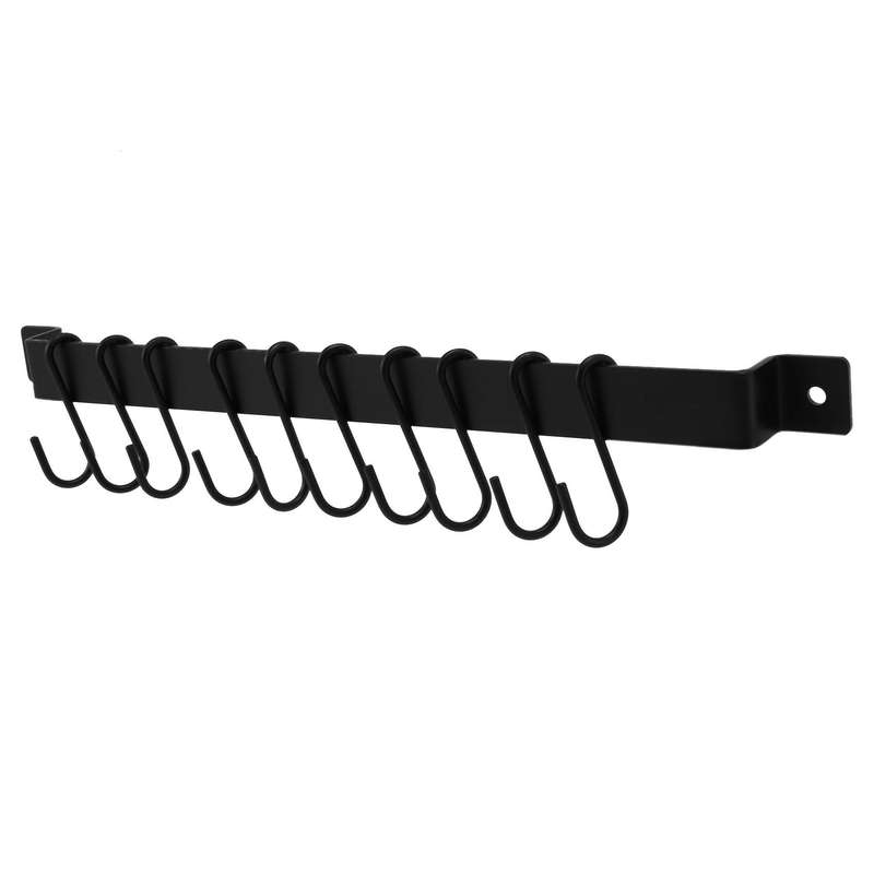 Wall Mount Pot Rack,435mm Organiser,lid Holder,with 10x S Hooks,black