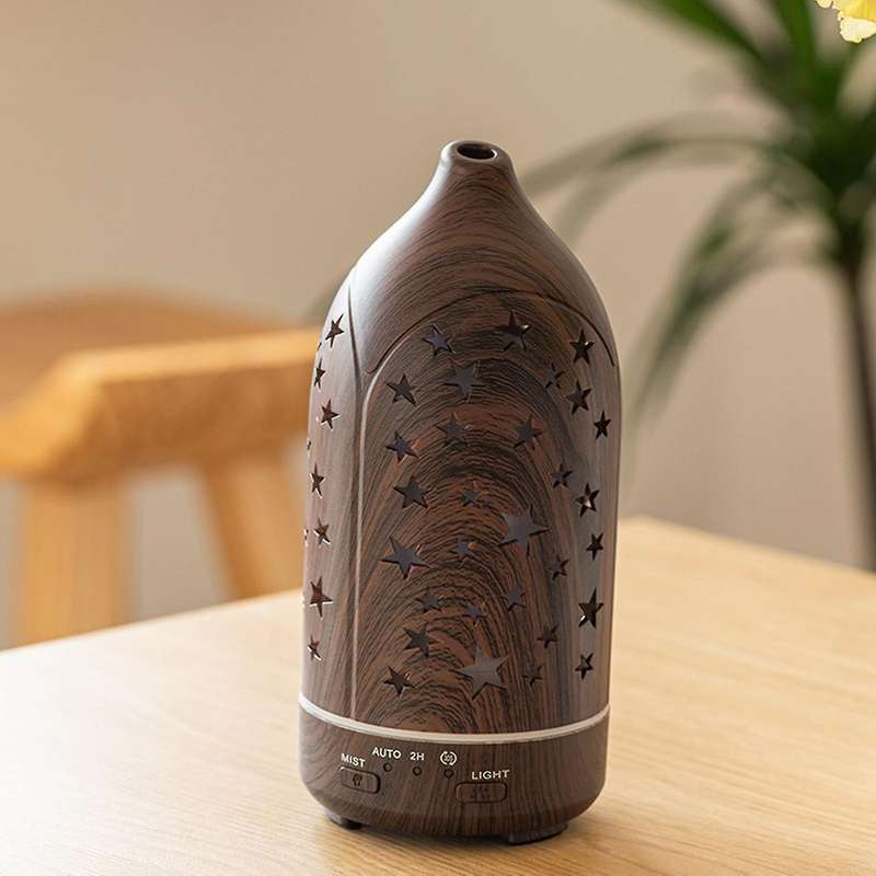 Home Wood Grain Aroma Humidifier Colorful Color Changing (us Plug) A