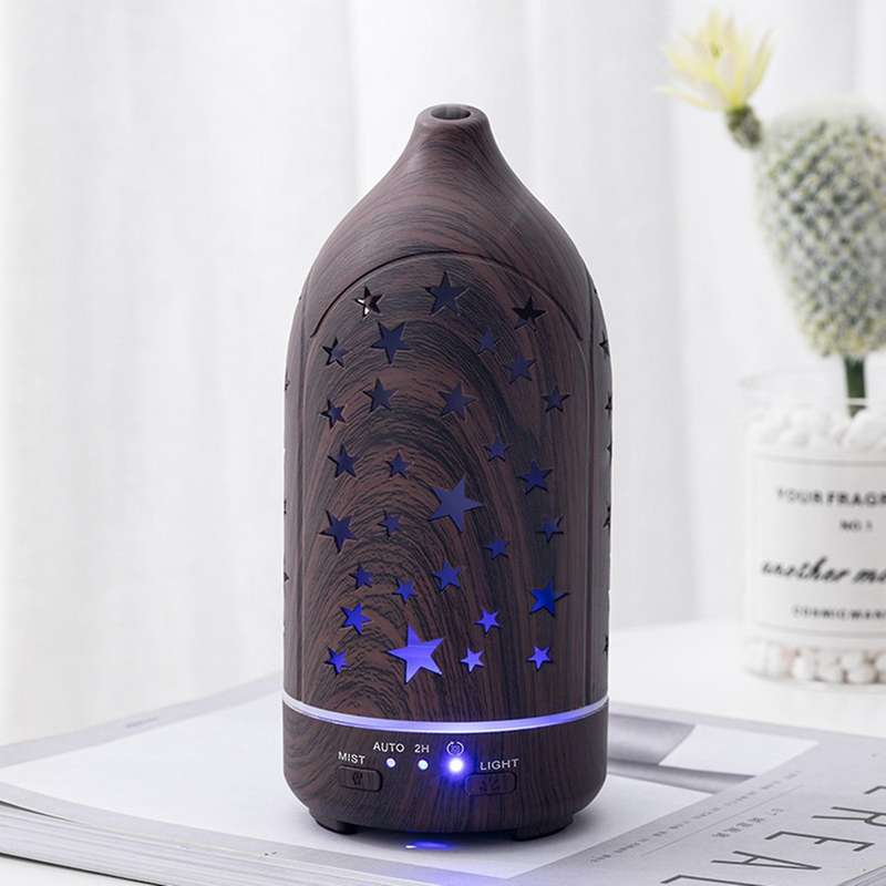 Home Wood Grain Aroma Humidifier Colorful Color Changing (us Plug) A