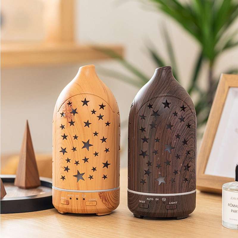 Home Wood Grain Aroma Humidifier Colorful Color Changing (us Plug) A