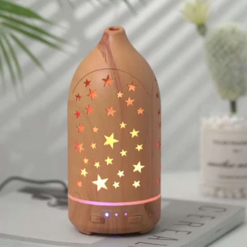 Home Wood Grain Aroma Humidifier Colorful Color Changing (us Plug) A