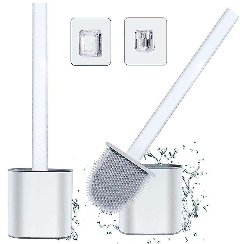 Toilet Brush with Holder - 2 Pack Of Deep Cleaner Silicone Brushes