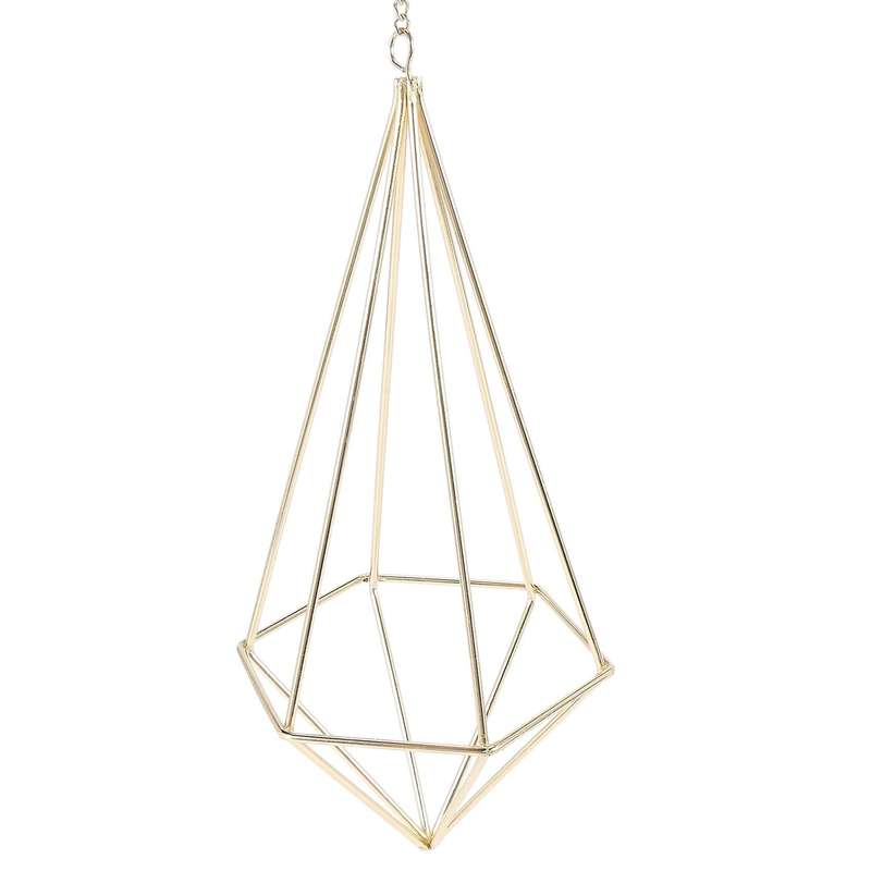 3x Hanging Air Plant Holder with Chain Tillandsia Container Gold
