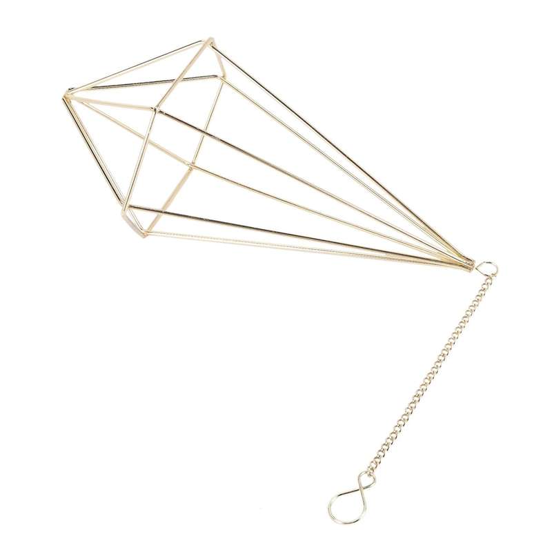 3x Hanging Air Plant Holder with Chain Tillandsia Container Gold