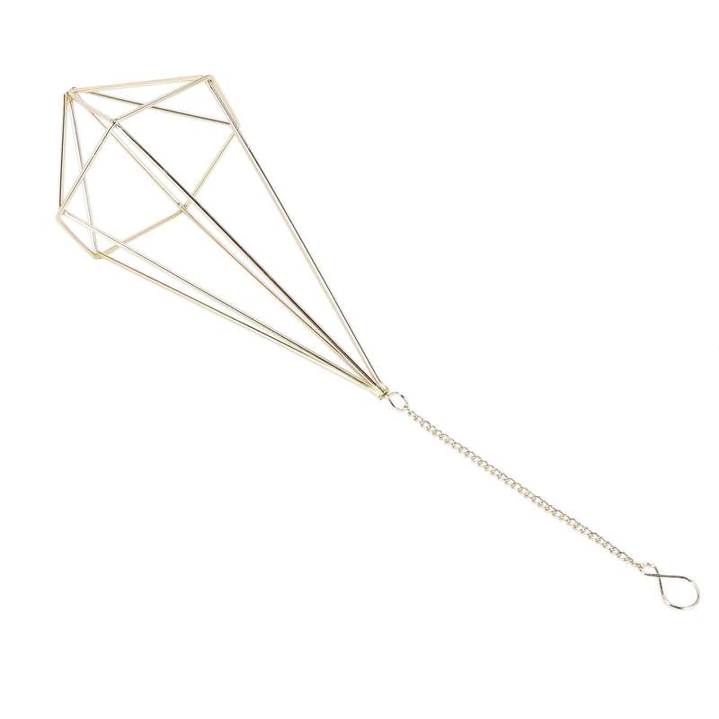 3x Hanging Air Plant Holder with Chain Tillandsia Container Gold