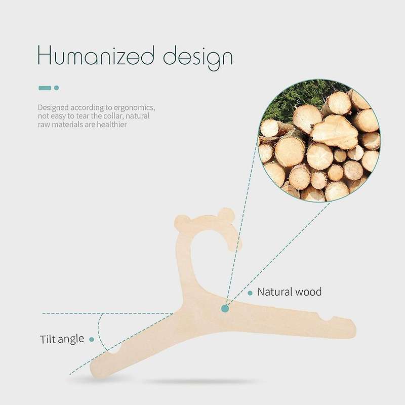 30 Pcs Wooden Hanger for Baby Clothes Natural Wood Hanger for Kids