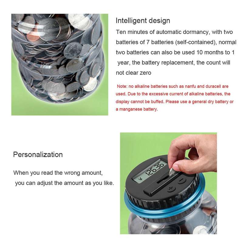 Piggy Bank Digital Counting Coin Bank Large Money Saving Jar (dollar)